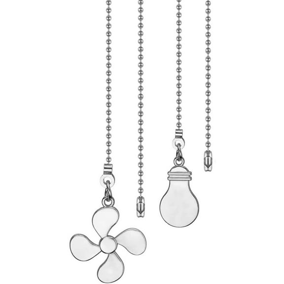 (Clearance) BNNG Ceiling Fan Pull Chain Fan Extension Chain Fan Chain Pulls Decorative 12 Inch Ceiling Fan Chain Extension Chain Extender Ornament (2, Silver)