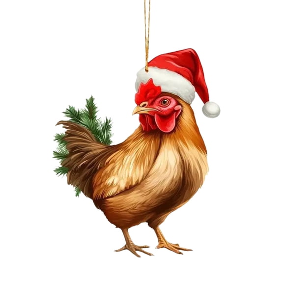 (Clearance) BNNG Chicken Ornament for Christmas Tree Farm Christmas Ornament Farmhouse Chicken Christmas Ornament Rooster Ornament Farm Animal Chicken Christmas Tree Ornament Decorations