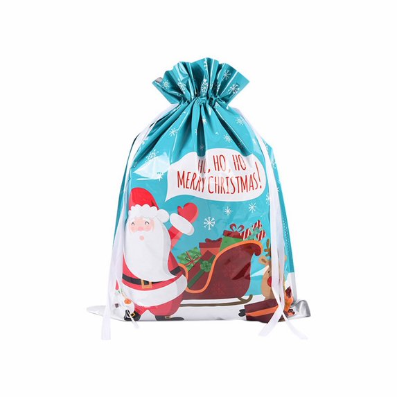 (Clearance) BNNG Christmas Drawstring Gift Wrap Bags Foil Gift Wrapping Santa Sacks Pouches Goody Bags with Ribbon Tie for Families, Friends, Kids for Xmas Holiday Birthday Presents Party Favor
