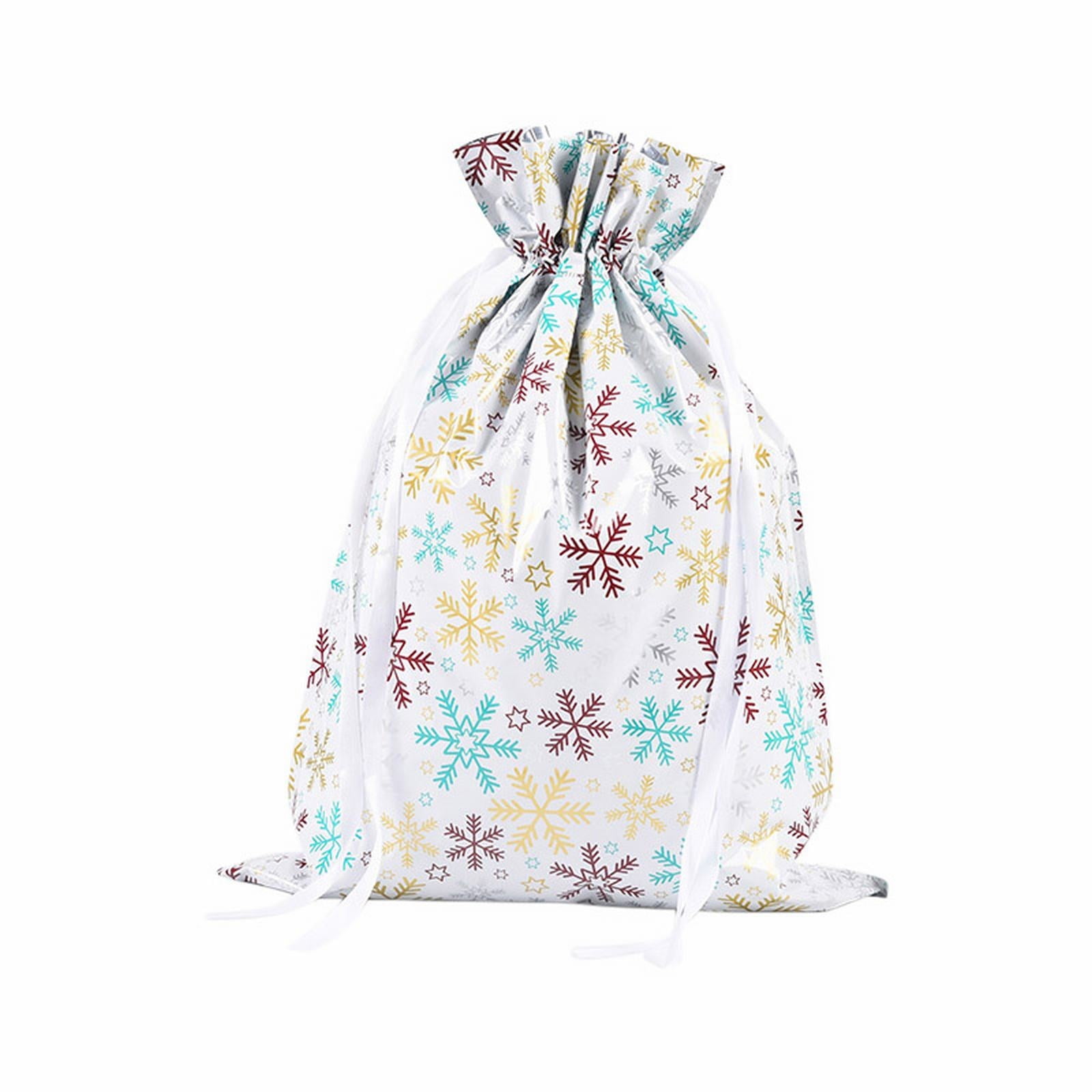 (Clearance) BNNG Christmas Drawstring Gift Wrap Bags Foil Gift Wrapping ...
