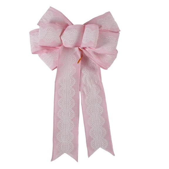 BNNG Christmas Tree Topper Christmas Wreath Bow 16x9.4 Inches Large White Christmas Toppers Bow with Snowflake Patterned for Xmas Tree Décor Christmas Home Indoor Outdoor Decoration