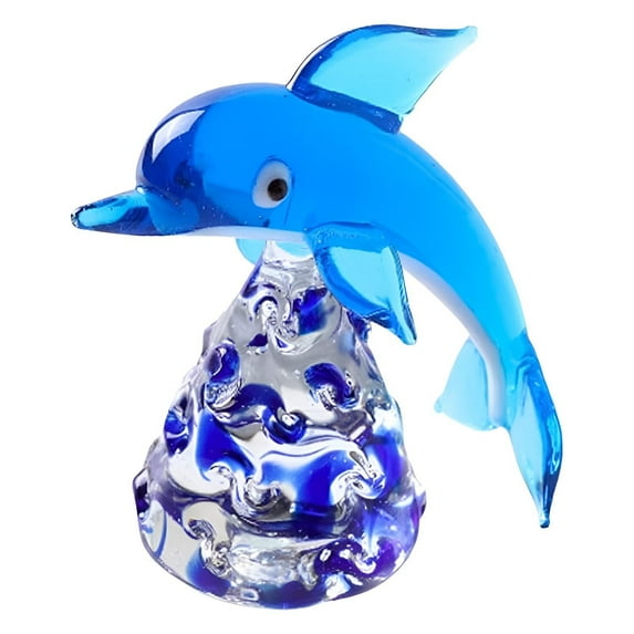 (Clearance) BNNG Crystal Glass Dolphin Figurine Statue Decoration Indoor Art Sculpture Miniature Animal Figurine for Valentine's Day, Christmas, Toddlers Kids Birthday Home Office Decoration Blue
