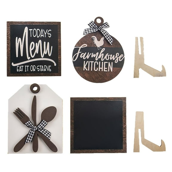 BNNG Farmhouse Tiered Tray Decor Home Wood Sign Rustic Home Sweet Home Simply Tiered Tray Decorations Set for Home Kitchen Table Shelf (Farmhouse Style)