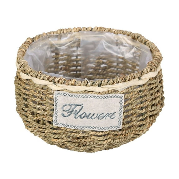 (Clearance) BNNG Home Decor Woven Straw Flower Pot Seagrass Planters Basket Garden Plant Pot Containers Wicker Rattan Vase Sundries Organizer Storage Bins for Indoor Outdoor Plants Vintage Decor