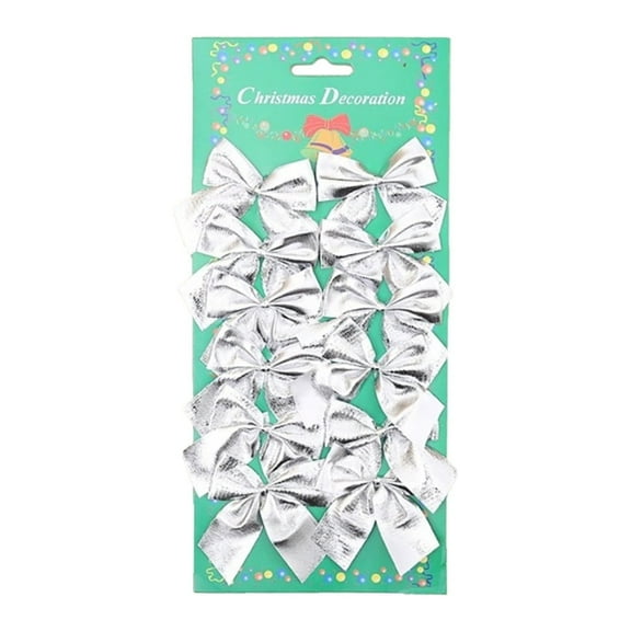BNNG Mini Christmas Bows Ornaments for Xmas Tree Ribbons Glitter Bow, 12pcs Small Bowknot Christmas Tree Hanging Decorations, Party Home Wreaths Gift Wrapping Supplies (Red,Gold,Sliver)