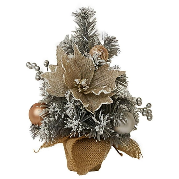BNNG Mini Christmas Tree, Tabletop Small Christmas Tree Green Prelit Artificial Xmas Tree with Xmas Ornaments Gold Decor Christmas Decorations Indoor Outdoor for Home Party