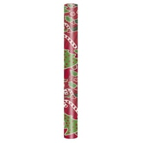 BNNG Reversible Wrapping Paper Roll - Mini Roll - Christmas Santa Claus and Stripe Pattern Single-sided Christmas Wrapping Paper Great for Christmas, Party, Holiday