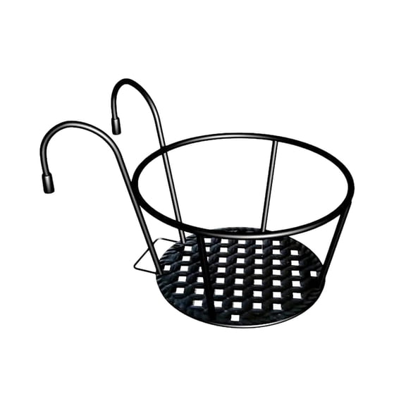 (Clearance) BNNG Round Hanging Railing Planters Basket, Metal Hanging Flower Pot Holder, Iron Rack Fence Shelf plant holder with Detachable Hook for Balcony, Garden, Indoor Outdoor
