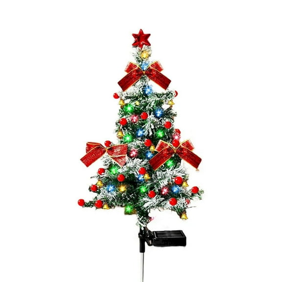 BNNG Solar Christmas Trees Lights Outdoor Decoration Waterproof, 20 LED Small Solar Power Xmas Tree Pathway Lights, Garden Path Patio Decorative Stake Lights Yard Decor with Snow 2 Modes