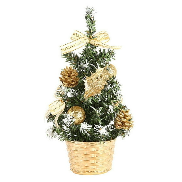 BNNG Tabletop Mini Christmas Tree Artificial Mini Xmas Pine Tree Miniature Pine Christmas Tree with Linen Base for Christmas Decorations Indoor Home Kitchen Dining Table(7.87 Inch)