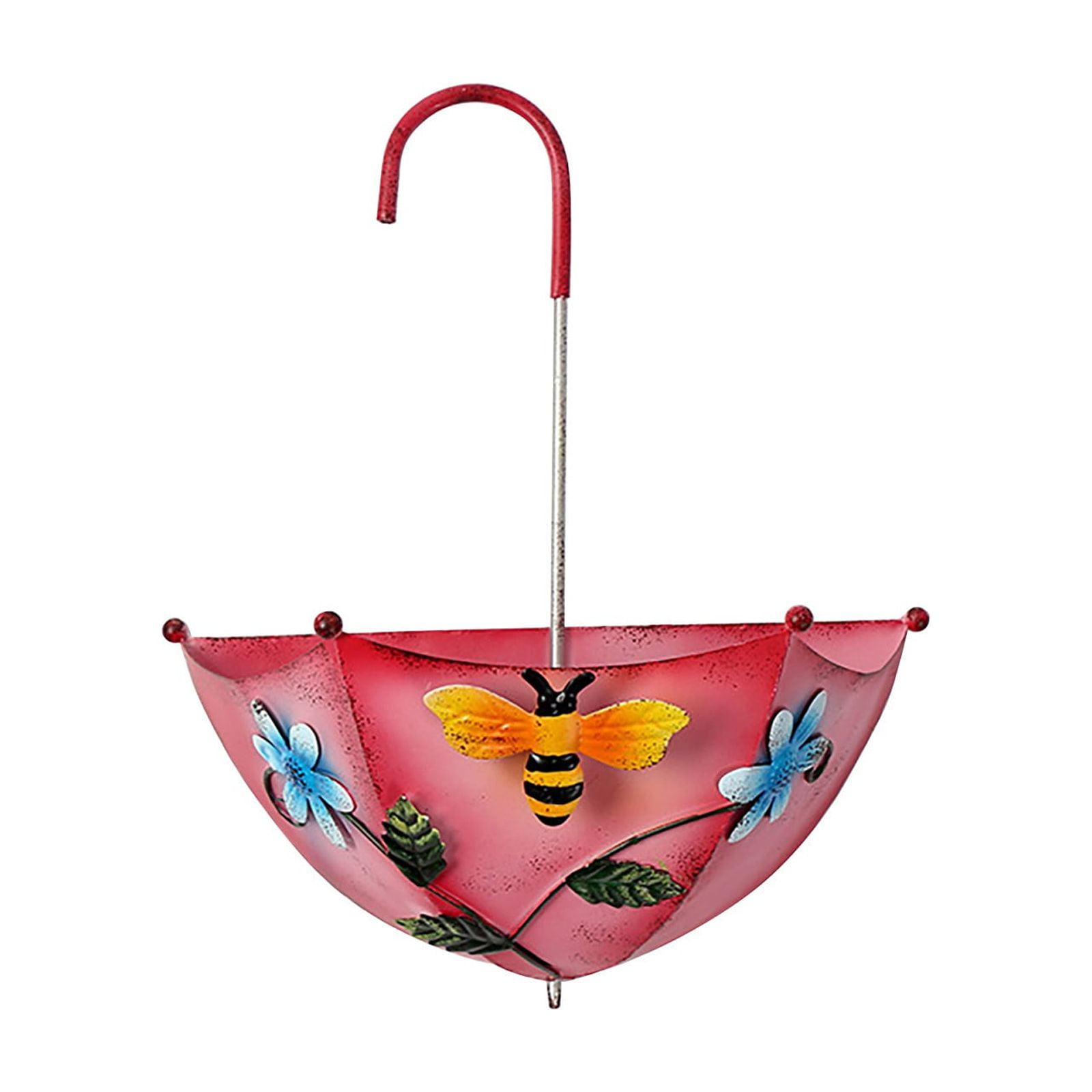 (Clearance) BNNG Vintage Metal Umbrella Hanging Wall Planter Flower Holder Indoor or Outdoor Garden Succulent Wall Planter Set Retro Yard Balcony Decor, Colorful