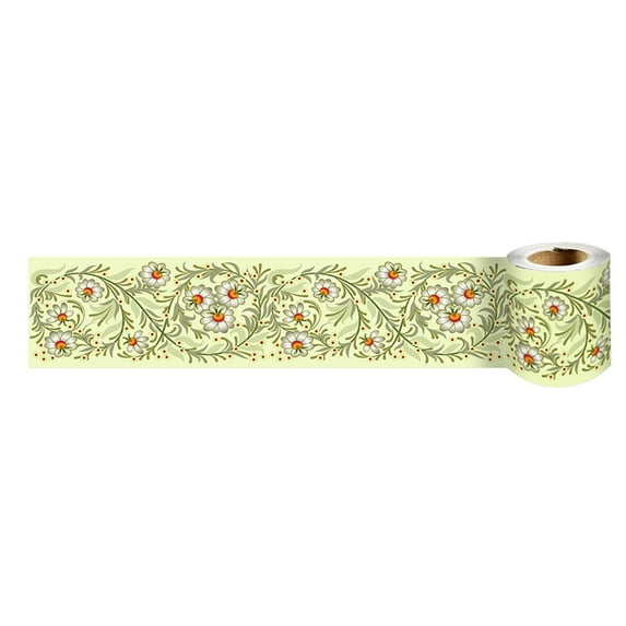 (Clearance) BNNG Wallpaper Border Stick and Peel - Vintage Floral Lace Wallpaper Mirror Glass Decor Tile Removable Waterproof Window Stickers, 94.4x3.9 Inches Wide