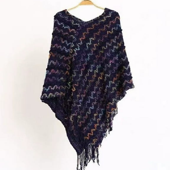 Clearance Baberdicy 1 Scarf Big Deal Women Tassel Splice Poncho with Tassels Knitted Shawl Scarf Fringed Wraps Pashminas Sweater Pullover Cape Gifts for Women Sweater Tassel Hem Shawl Wrap Cloak
