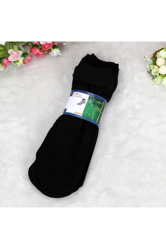 Clearance! Baberdicy 10 Pairs Bamboo Fiber Ultra-Thin Elastic Silky Short Silk Stockings Men Socks Black