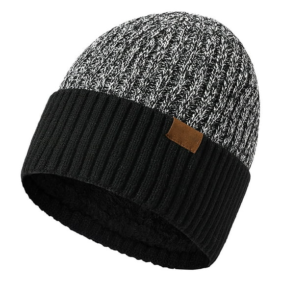 Clearance! Baberdicy Adult Winter Double Layer Woolen Hat New Fleece Warm Knitted Hat Black