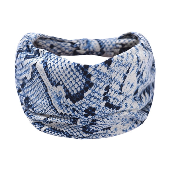Baberdicy Head Wraps for Women's Hair European and American Printed Floral Headband Double Layer Wide Edge Headband Hair Adornment Sports Headband Headwraps Blue
