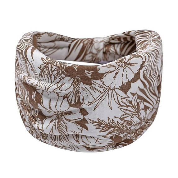 Baberdicy Head Wraps for Women's Hair European and American Printed Floral Headband Double Layer Wide Edge Headband Hair Adornment Sports Headband Headwraps Coffee