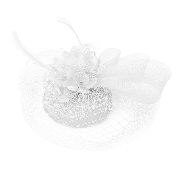 Clearance! Baberdicy Fascinators for Women Tea Party Headband Hat Mesh Feathers Hair Clip for Wedding Cocktail and Church White