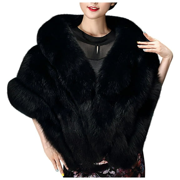 Clearance! Baberdicy Fashion Elegant Bridal Wedding Faux Plush Long Shawl Stole Wrap Scarf Keep Warm Clothing Accessories Scarf Black
