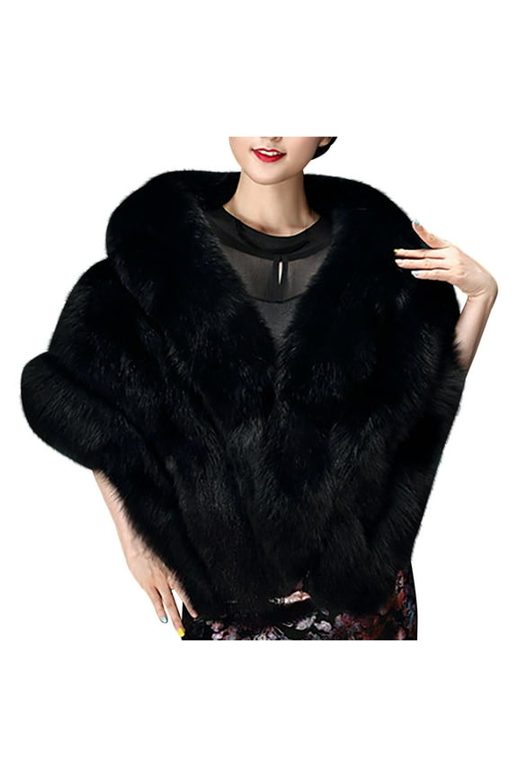 Clearance! Baberdicy Fashion Elegant Bridal Wedding Faux Plush Long Shawl Stole Wrap Scarf Keep Warm Clothing Accessories Scarf Black