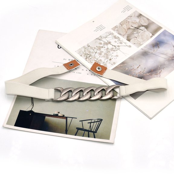 Clearance! Baberdicy Fashion Lady Wide Belts Women Wide Elastic Belt Buckle Waist Dress Stretch White