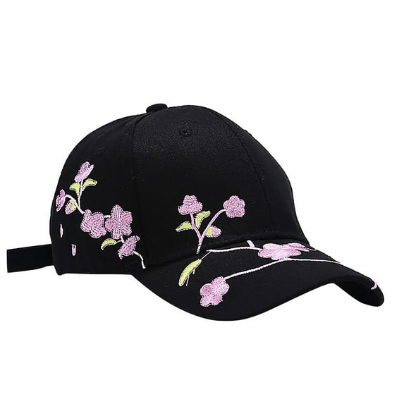 Clearance! Baberdicy Fashion Men and Women Floral Embroidery Peaked Cap Sun Hat Baseball Cap Black