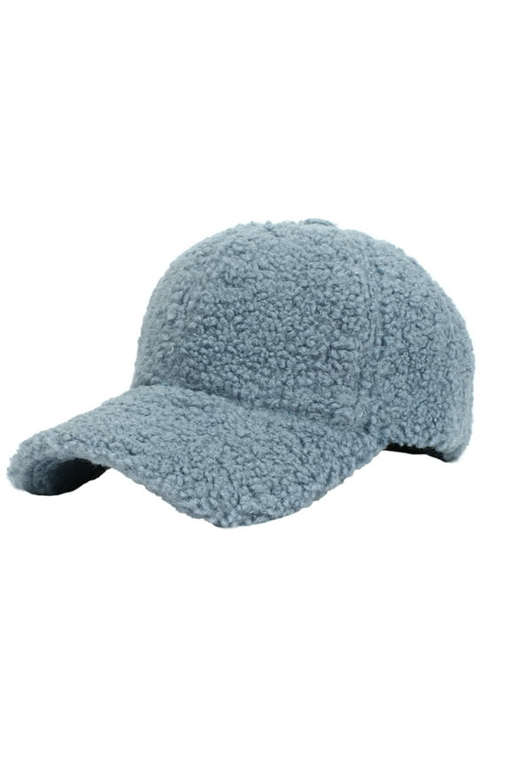 Clearance! Baberdicy Faux Lamb Wool Baseball Cap for Men Women Teddy Fleece Sports Hats Warm Winter Outdoor Travel Gift Features: Light Blue