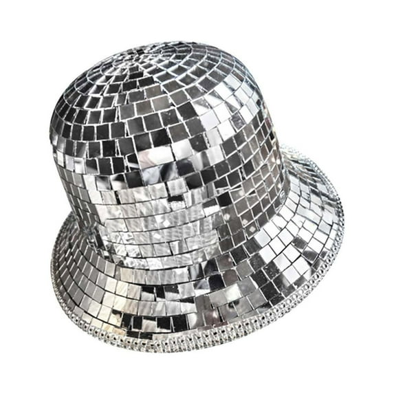 Clearance! Baberdicy Hat New Prom Party Reflective Fisherman Cowboy Hat Performance Hat Prom Cowboy Hat Silver