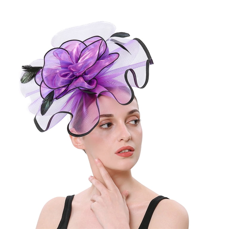 Double flower fascinator formal hat Cizoe Fascinator Hats for Women 20s 50s Vintage Pillbox Hat  main image 3