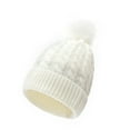 thumbnail image 1 of Clearance! Baberdicy Kids Winter Hat Toddler Knitted Pom Beanie Hat Cotton Lined Faux Cap Baby Girls Boys Hat White, 1 of 5