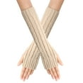 thumbnail image 1 of Clearance! Baberdicy Knitted Fingerless Gloves with Thumb Hole Unisex Warm Gloves Beige 2, 1 of 2