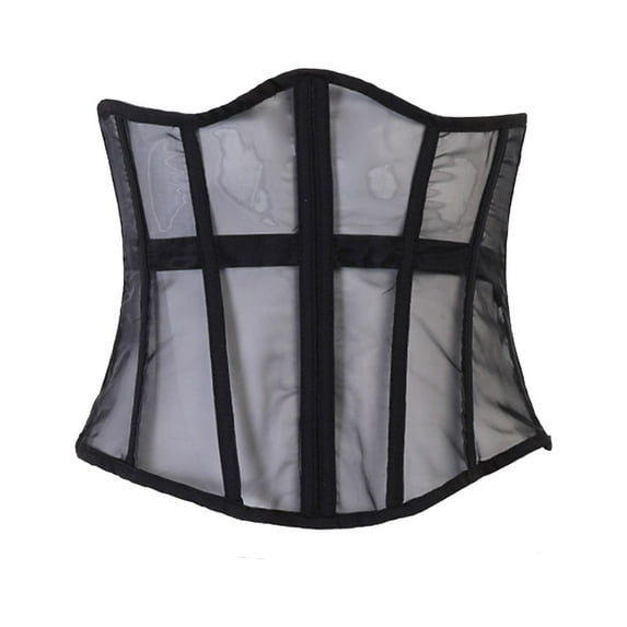 Clearance! Baberdicy Lace Corset Belt Waist Corset Top Women Mesh Lace up Boned Bustier Underbust Corset Black