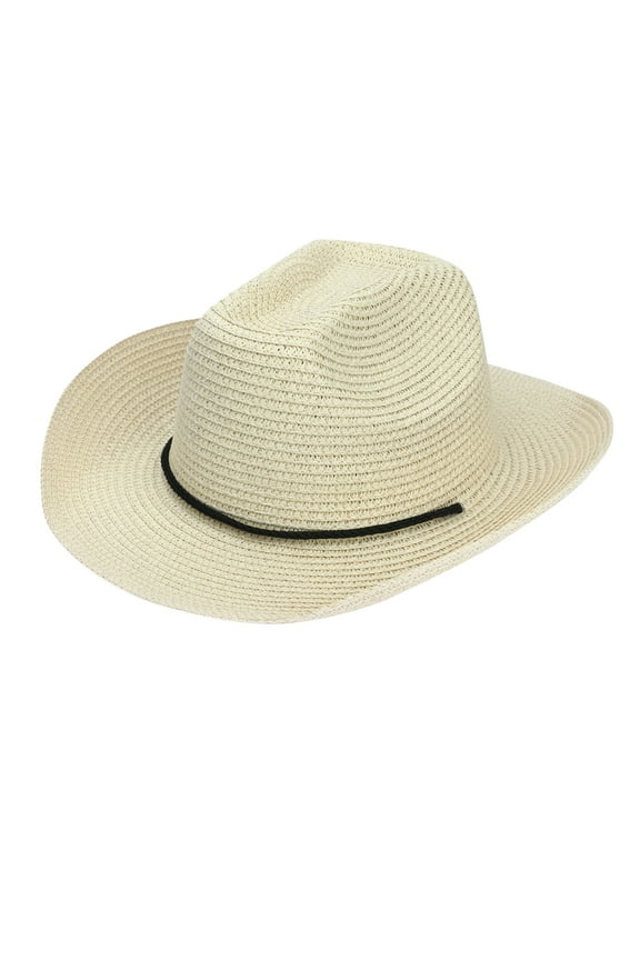 Clearance! Baberdicy Male Summer Vintage Western Cowboy Hat Solid Drawstring Sunscreen Beach Weave Hat Beige