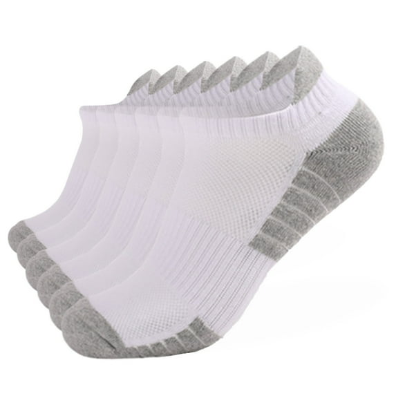 Clearance! Baberdicy Men and Women Athletic Running Socks 6 Pairs Breathable Low Cut Sports Socks with Cushioning Ankle Socks White