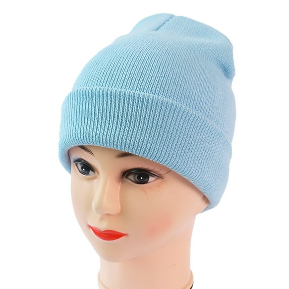 Clearance! Baberdicy Men's and Women's Knitting Pullover Hat Warm Wool Hat in Autumn and Winter Solid Fashion Knitting Hat Blue