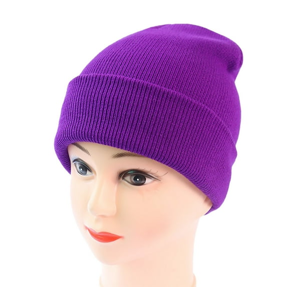 Clearance! Baberdicy Men's and Women's Knitting Pullover Hat Warm Wool Hat in Autumn and Winter Solid Fashion Knitting Hat Purple