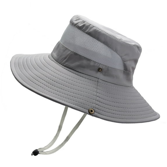 Clearance! Baberdicy Mens Outdoor Sun Protection Mesh Breathable Fisherman Cap Foldable Bucket Hat Grey
