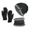 thumbnail image 1 of Clearance! Baberdicy Neutral Women Men Autumn and Winter Solid Color Wool Hat Thickened Warm Ear Protection Cold Knitted Hat Glove Scarf Three Piece Set Navy, 1 of 7