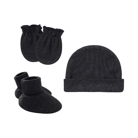 Clearance! Baberdicy Newborn Hat Gloves Foot Set Three Piece Multi Color Set Dark Gray