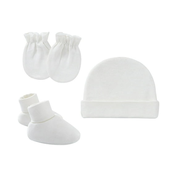 Clearance! Baberdicy Newborn Hat Gloves Foot Set Three Piece Multi Color Set White