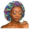 thumbnail image 1 of Clearance! Baberdicy Satin Lined Bonnet Women Big Size Beauty Print Satin Silk Bonnet Sleep Cap Blue, 1 of 4