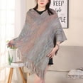 thumbnail image 1 of Clearance Baberdicy Scarf Big Deal Women Splice Poncho with Tassels Faux Plush Shawl Scarf Fringed Wraps Pashminas Sweater Pullover Cape Gifts for Women Sweater Tassel Hem Shawl Wrap Cloak, 1 of 4