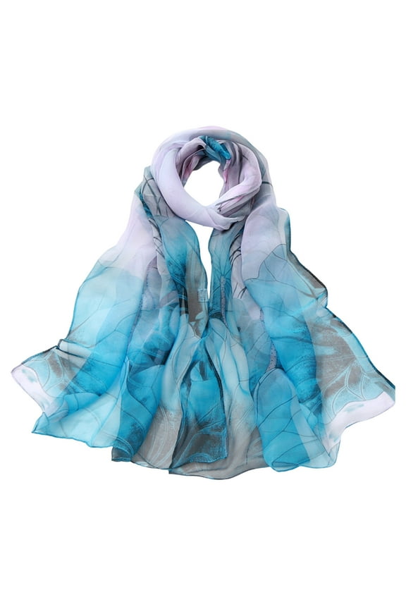 Clearance! Baberdicy Scarfs for Women Lightweight Print Floral Pattern Scarf Shawl Fashion Scarves Sunscreen Shawls and Wraps for Spring Blue