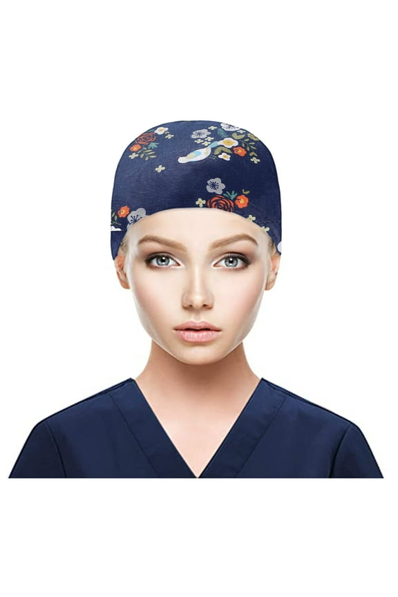 Clearance! Baberdicy Scrub Cap with Buttons Bouffant Hat with Sweatband for Womens and Mens Style A-E