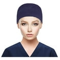 thumbnail image 1 of Clearance! Baberdicy Scrub Cap with Buttons Bouffant Hat with Sweatband for Womens and Mens Style A-Navy, 1 of 6