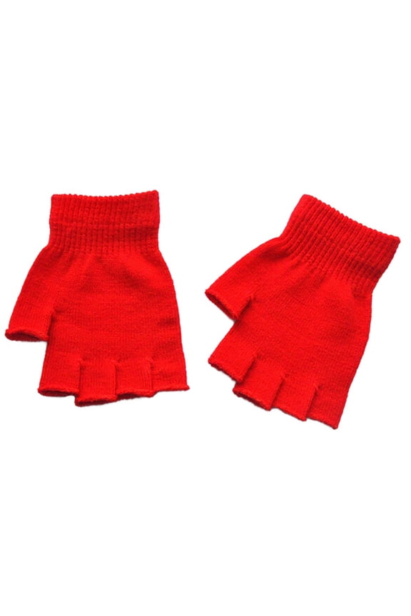 Clearance! Baberdicy Unisex Gloves Mitten Fingerless Knitted Crochet Half-Fingers Adult Warm Winter Red