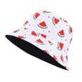 thumbnail image 1 of Clearance! Baberdicy Unisex Print Double Side Wear Reversible Bucket Hat Trendy Cotton Twill Canvas Sun Fishing Hat Fashion Cap Watermelon Red, 1 of 3