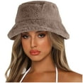 thumbnail image 1 of Clearance! Baberdicy Winter Thick Bucket Warm Hat Bucket Cap Basin Hat for Women Men Solid Color Style Coffee, 1 of 6