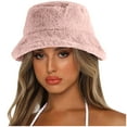 thumbnail image 1 of Clearance! Baberdicy Winter Thick Bucket Warm Hat Bucket Cap Basin Hat for Women Men Solid Color Style Pink, 1 of 6