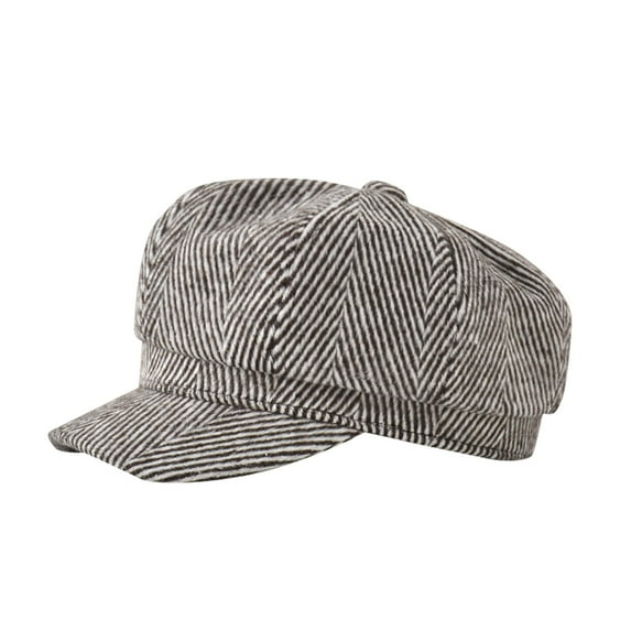 Clearance! Baberdicy Winter Women Vintage Duck Tongue Hat British Knitted Stripe Newsboy Hat Coffee